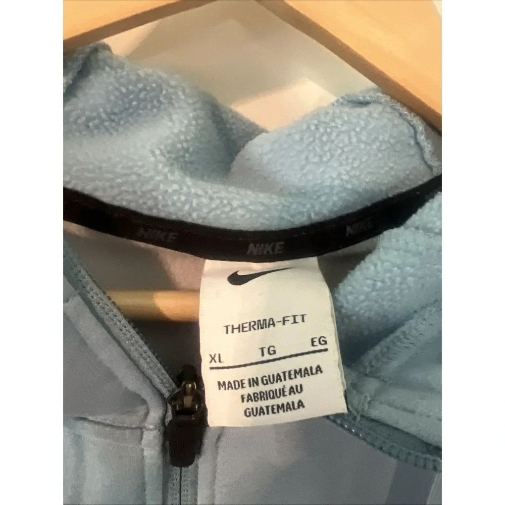 Nike Hoodie Mens XL‎ Baby Blue Therma-FIT Full Zip Fleece Jacket Sweatshirt